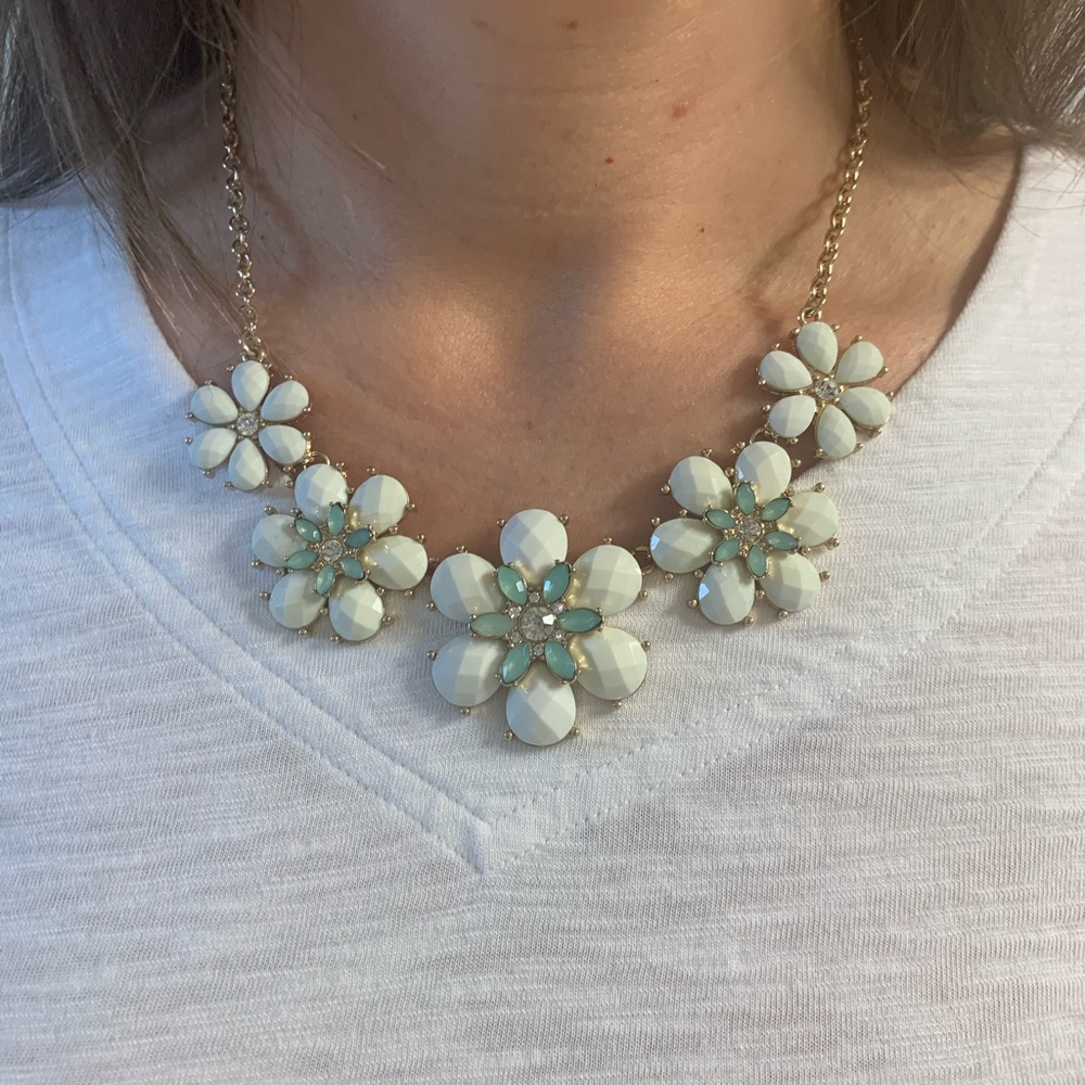 White Flower Statement Necklace
